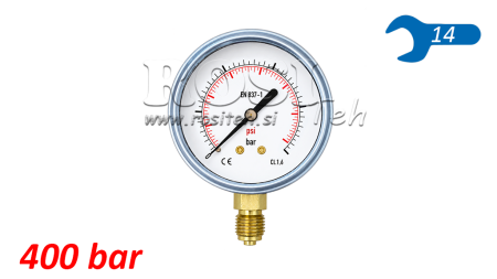 MANOMETRO DN63 VERTICAL 0 - 400 BAR - 1/4