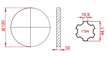 KARDANOVÝ ADAPTÉR S PŘÍRUBOU 1-3/4 (120 mm)