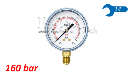 MANOMETRO DN63 VERTICAL 0 - 160 BAR - 1/4