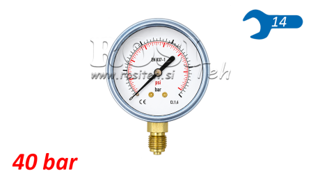MANOMETRO DN63 VERTICAL 0 - 40 BAR - 1/4