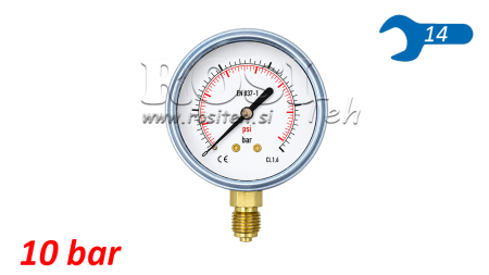 MANOMETRO DN63 VERTICAL 0 - 10 BAR - 1/4