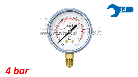 MANOMETRO DN63 VERTICAL 0 - 4 BAR - 1/4