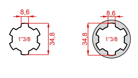 КАРДАНЕН АДАПТЕР ОТ 1-3/8 КЪМ 1-3/8 (150 mm)