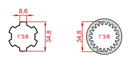 P.T.O. ADAPTER 13/8 -21 TOOTH