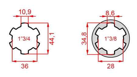 KARDANADAPTER 1-3/8 → 1-3/4 (150 mm)