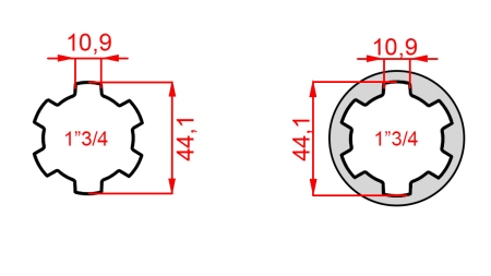 ADAPTOR CARDANIC DE LA 1-3/4 LA 1-3/4 (165 mm)