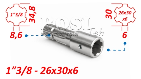 ADAPTOR CARDANIC DE LA 26x30x6 (6 CANELURI) LA 1-3/8 (140 mm)