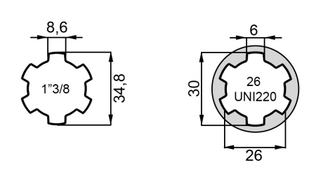 KARDÁN (TLT) ADAPTER 1''3/8 -26 uni 220