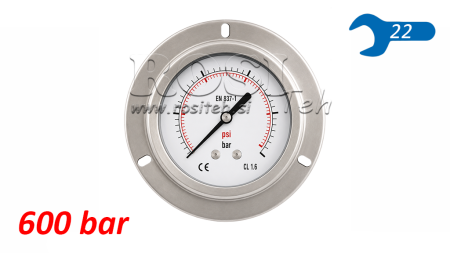 MANOMETER DN100 REAR 0 - 600 BAR - 1/2