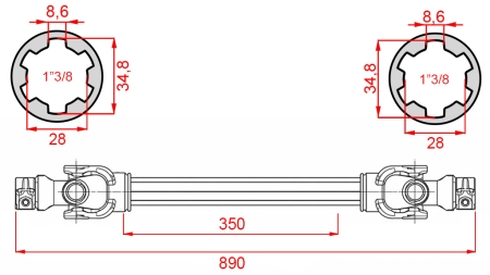ECO KARDANO VELENAS 890mm 30-75HP STANDARTINIS