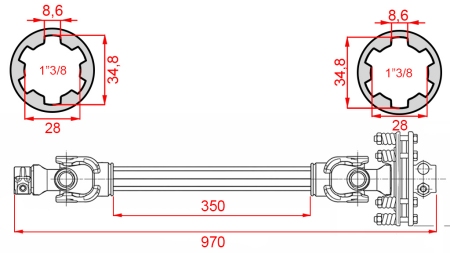 ΑΞΟΝΑΣ ΚΑΡΝΤΑΝ ECO 970mm 70-110HP ΜΕ ΣΥΜΠΛΕΚΤΗ ΤΡΙΒΗΣ