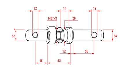 ΠΙΝΑΣ ΣΤΗΡΙΞΗΣ FI22/28MM ΜΕ ΣΠΕΙΡΩΜΑ M27X3