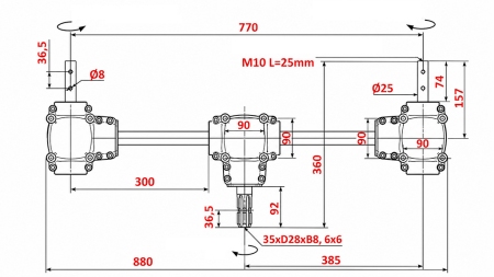 ΣΕΤ ΚΙΒΩΤΙΩΝ ΤΑΧΥΤΗΤΩΝ 1:1,35 (22HP-16kW) ΓΙΑ ΔΙΑΝΟΜΕΑ ΚΟΠΡΙΑΣ L:770 - ALU
