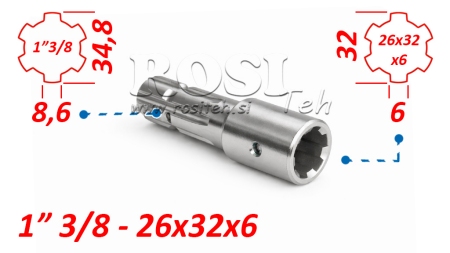 KARDANADAPTER FRA 26x32x6 (6 SPLINES) TIL 1-3/8 (145 mm)