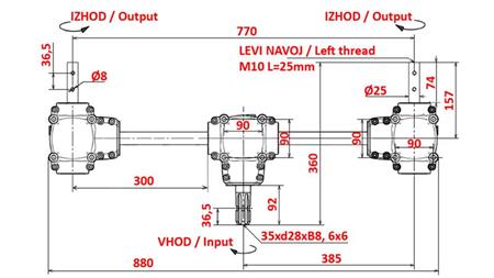 ΣΕΤ ΜΕΙΩΤΩΝ 1:1.35 (22HP-16kW) ΓΙΑ ΤΡΙΠΛΟ ΓΡΑΝΑΖΙ L:770