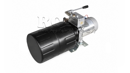 MINI HYDRAULISK POWER-PACK 12V DC - 1.6kW = 2.1cc - 8 liter - enfase enhet MED MANUELL PUMPE
