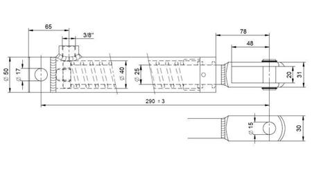 BRZDOVÝ CYLINDR S VNITŘNÍM PRUŽINOU 25/70mm