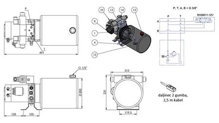 ΜΙΝΙ ΥΔΡΑΥΛΙΚΟΣ ΣΥΝΑΓΩΓΟΣ 12V DC - 1.6kW = 2.1cc - 8 λίτρα - διπλής κατεύθυνσης συναρμολόγηση (μεταλλικό)