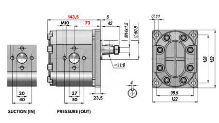 HYDRAULICKÉ ČERPADLO GR.3 43 CC LEVÉ - PŘÍROBNICE