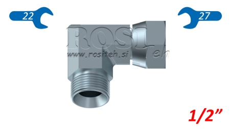 ΥΔΡΑΥΛΙΚΟΣ ΓΩΝΙΑΚΟΣ ΣΥΝΔΕΣΜΟΣ 90° BSP ΣΥΝΤΟΜΟΣ ΜΕ ΝΑΤ-ΑΝΔΡΑΣ 1/2