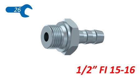 CONEXIUNE HIDRAULICĂ MASCULINĂ 1/2 PENTRU FURTUN DE CAUCIUC Φ 15-16