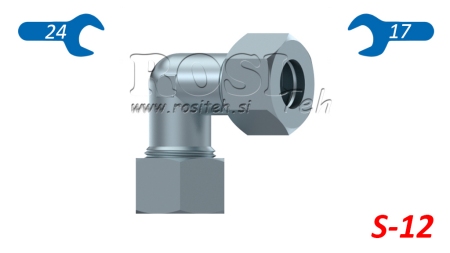 HIDRAVLIČNO KOLENO 90° S-12 Z DVOJNO MATICO M20x1,5