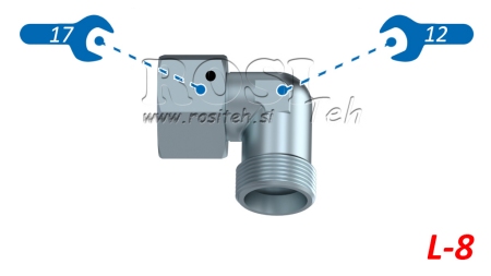 ΥΔΡΑΥΛΙΚΟ ΓΩΝΙΑΚΟ 90° L-8 ΜΕ ΠΕΡΙΣΤΡΕΦΟΜΕΝΟ ΠΑΞΙΜΑΔΙ M14X1,5