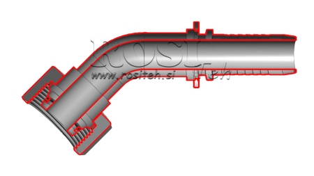HYDRAULICKÉ PŘIPOJENÍ DKOS 25 S ŽENSKÝM ELBOW 45 DN19-M36X2