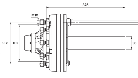 ΗΜΙΑΞΟΝΑΣ ΜΕ ΦΡΕΝΑ - 5250 kg (6 ΒΙΔΕΣ) - 290 mm