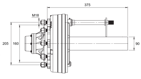 ΗΜΙΑΞΟΝΑΣ ΜΕ ΦΡΕΝΑ - 5250 kg (6 ΒΙΔΕΣ) - 290 mm
