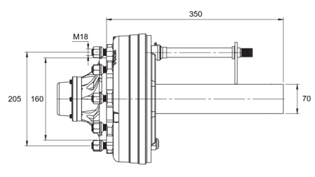 ΗΜΙΑΞΟΝΑΣ ΜΕ ΦΡΕΝΑ - 3600 kg (6 ΒΙΔΕΣ) - 250 mm