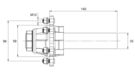 ΗΜΙΑΞΟΝΑΣ ΧΩΡΙΣ ΦΡΕΝΑ - 500 kg (4 ΒΙΔΕΣ) - 140 mm