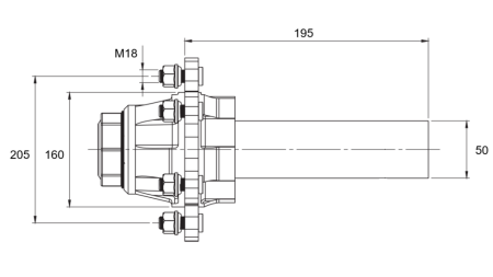 ΗΜΙΑΞΟΝΑΣ ΧΩΡΙΣ ΦΡΕΝΑ - 1700 kg (6 ΒΙΔΕΣ) - 195 mm