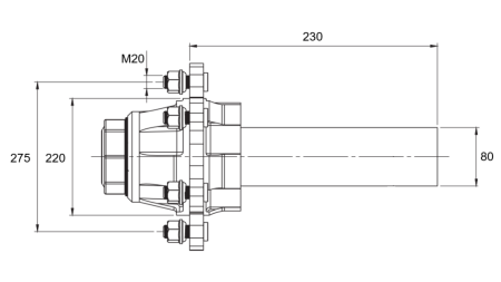 ΗΜΙΑΞΟΝΑΣ ΧΩΡΙΣ ΦΡΕΝΑ - 5500 kg (8 ΒΙΔΕΣ) - 230 mm