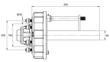 ΗΜΙΑΞΟΝΑΣ ΜΕ ΦΡΕΝΑ - 2700 kg (6 ΒΙΔΕΣ) - 250 mm
