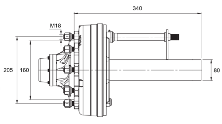 ΗΜΙΑΞΟΝΑΣ ΜΕ ΦΡΕΝΑ - 4400 kg (6 ΒΙΔΕΣ) - 340 mm