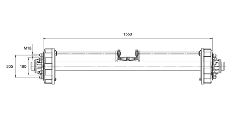 ΑΞΟΝΑΣ ΓΙΑ ΡΥΜΟΥΛΚΟΥΜΕΝΟ ΜΕ ΦΡΕΝΑ (6 ΒΙΔΕΣ) - 3800 kg - 1550 mm