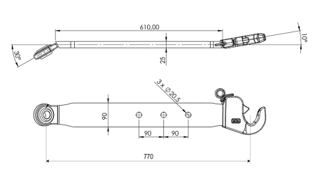 ΚΆΤΩ ΒΡΑΧΊΟΝΕΣ ΤΡΙΏΝ ΣΗΜΕΊΩΝ ΑΝΆΡΤΗΣΗΣ CAT. 2 - 70x20 mm - 770 mm (75 HP)