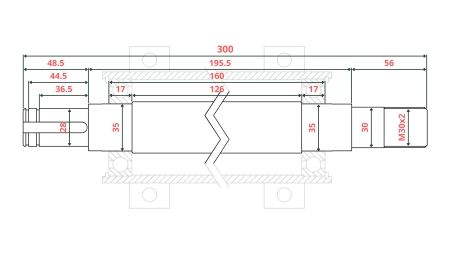 OSOVINA ZA CIRKULAR LITOŽELEZNA 300mm (DESNI NAVOJ)