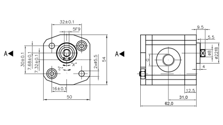 HYDRAULPUMP 00A1X033 GR.0 - 1cc - VÄNSTER