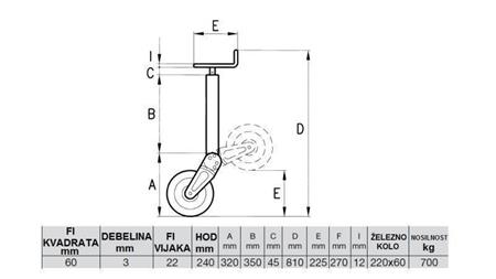 ΣΤΗΡΙΞΗ ΝΗΜΑΤΟΣ ΠΟΔΙ 240MM - 700KG ΜΕ ΤΡΟΧΟ ΣΤΗΡΙΞΗΣ