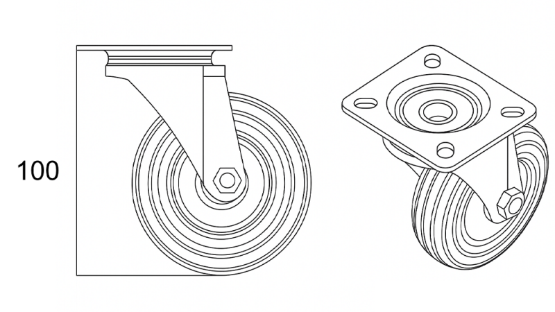 ΤΡΟΧΟΣ 75mm ΜΕ ΣΤΑΘΕΡΗ ΒΑΣΗ