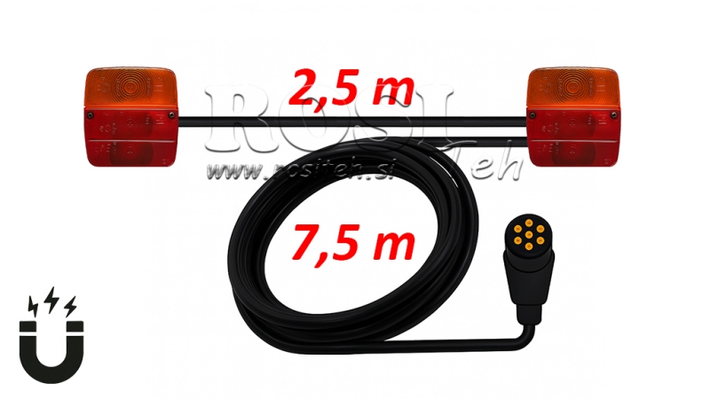 ZESTAW ŚWIATEŁ MAGNETYCZNYCH Z KABLEM 7.5M+2.5M