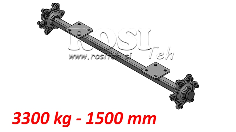 AKSEL TIL TRAILER 3300 KG UDEN BREMSER (1500 MM) MED MONTERINGSPLADE