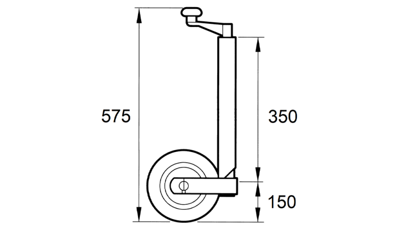 GÄNGADE STÖD BEN MED HJUL FÖR SLÄP 220MM 150KG