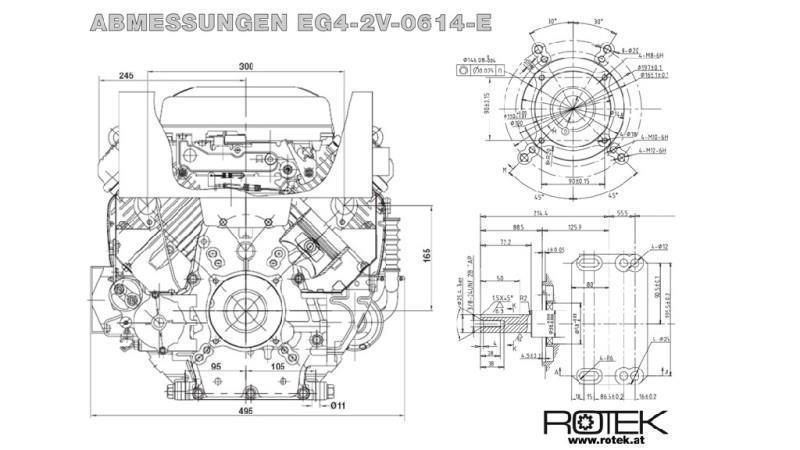 κινητήρας βενζίνης 614cc-14.9kW-3,600 RPM-E-KW25.4x72-ηλεκτρική εκκίνηση