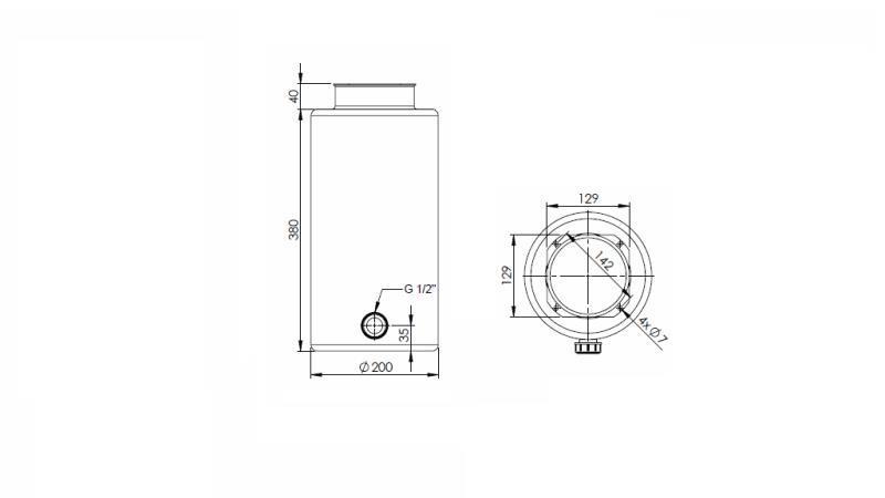 METALLRESERVOAR ROLL PP 12 LITER HORIZONTAL-VERTIKAL - dimensioner