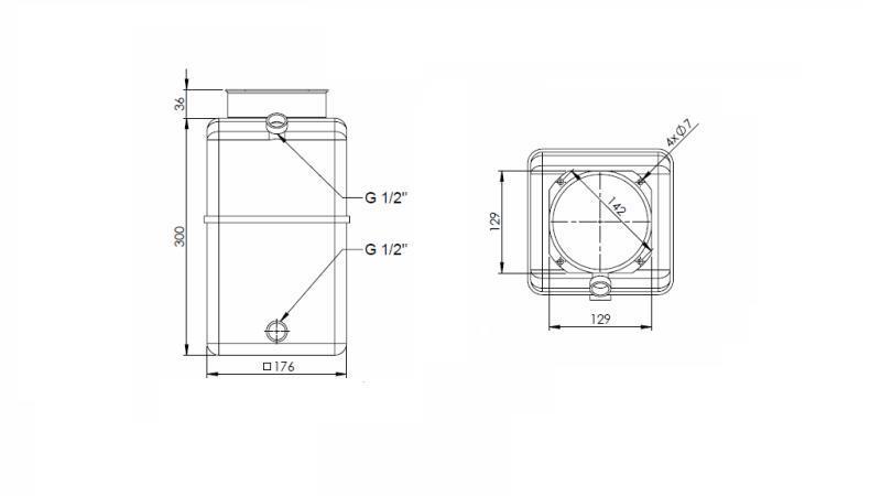 PVC RESEVOAR RULL PP 8 LITER HORIZONTAL-VERTIKAL - dimensioner