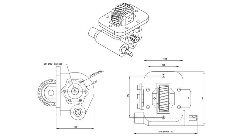 Wymiary POMPY HYDRAULICZNEJ - ISUZU MOY CR WAKUUM