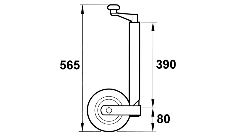 STÜTZFUß FÜR AUTOANHÄNGER MIT RAD 190mm 75kg